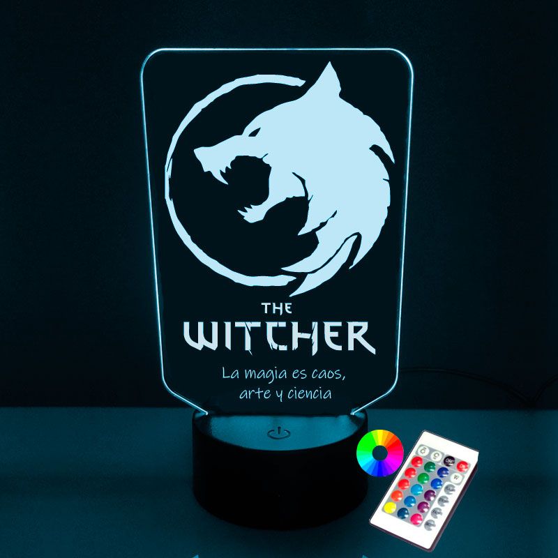 Lampara 3D LED The Witcher Logo.