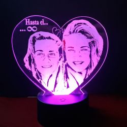 Lámpara 3D LED Foto Corazón.