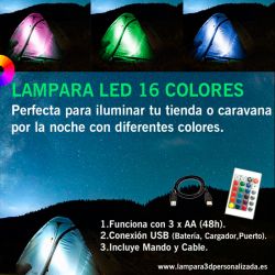 Lampara LED 16 colores camping.