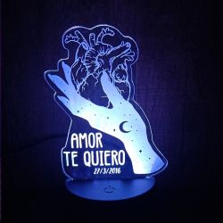 Lampara 3D LED Corazón Mano