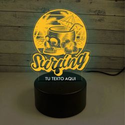 lampara 3d led surfing texto
