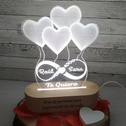 Lampara 3D LED Globos Corazón