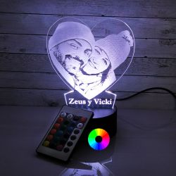 Lampara 3D LED Corazón Foto