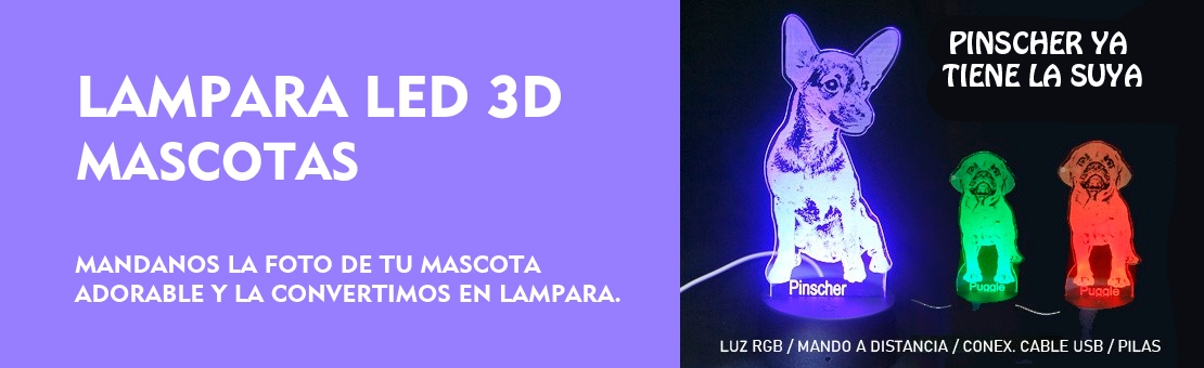Lampara 3D Personalizada Mascotas
